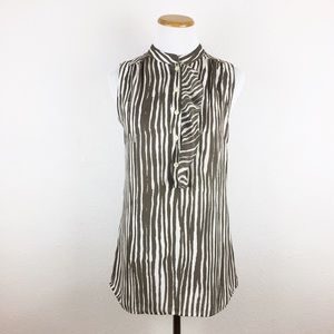 Banana Republic Striped Ruffle Placket Top